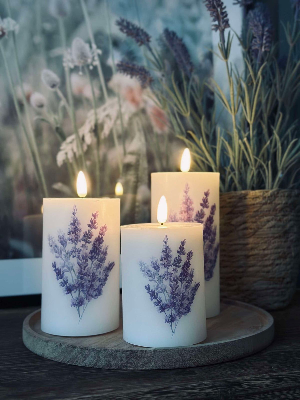 LED FLORA Lavendel – Set van 3 stuks en afstandsbediening