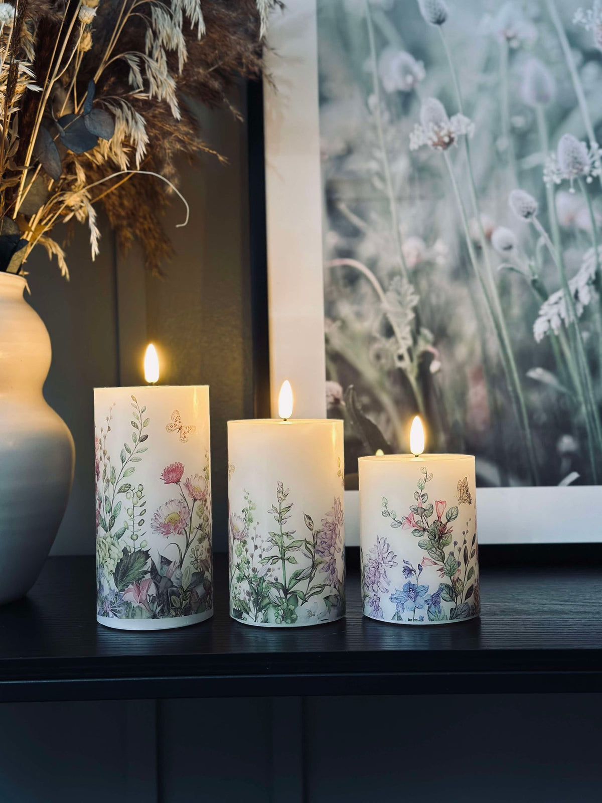 LED kaarsen FLORA – Set van 3 stuks en afstandsbediening
