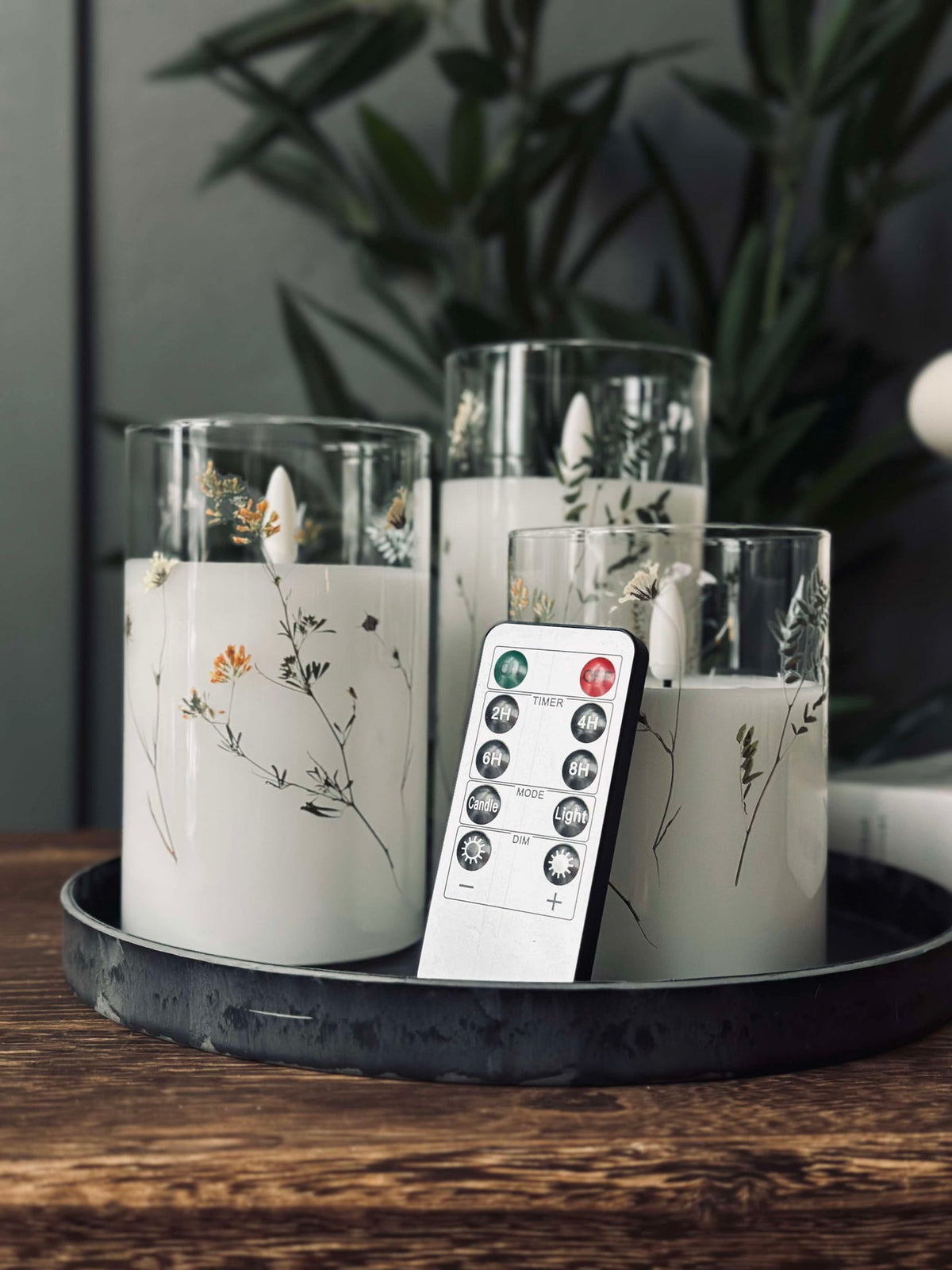 LED FLORA Cylinder  – Set van 3 stuks en afstandsbediening
