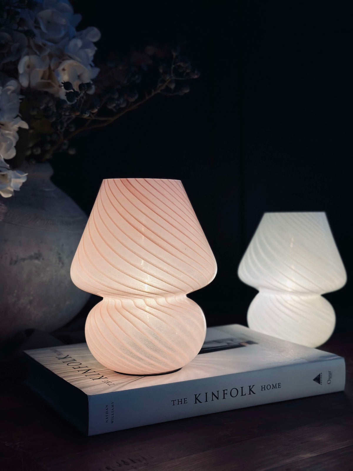Mushroom Large - Roze mondgeblazen glas