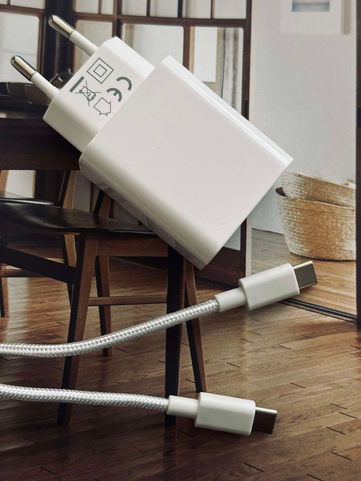 Oplader USB C + 1 M Nylon cable: USB C to USB C