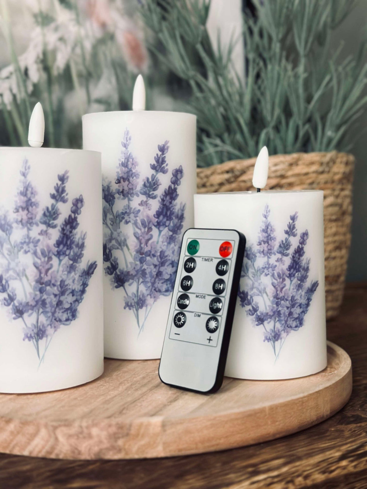 LED FLORA Lavendel – Set van 3 stuks en afstandsbediening