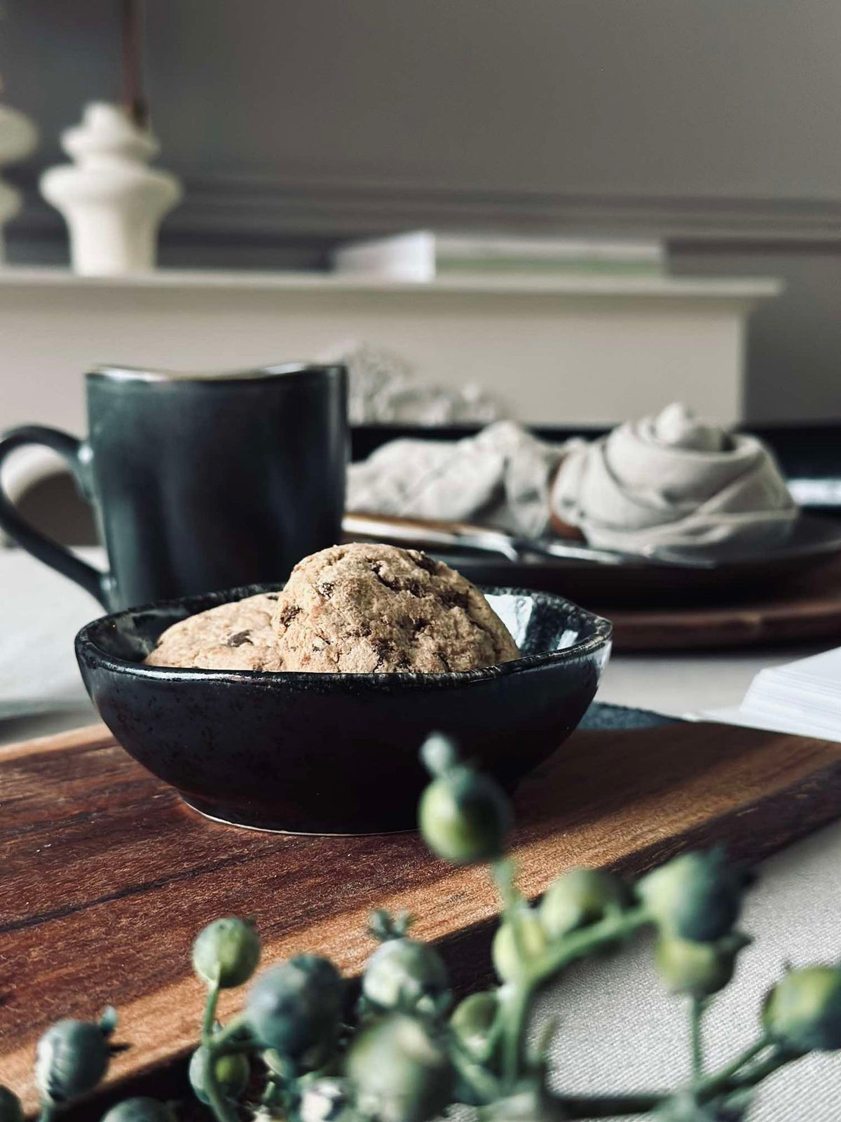 Dipschaaltje van aardewerk - Matzwart