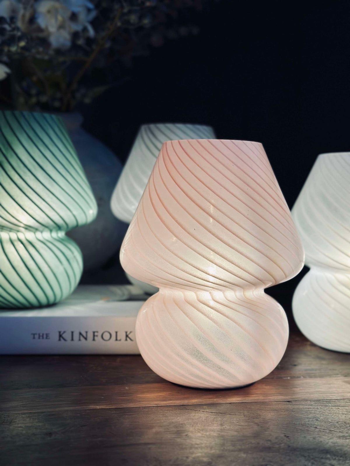 Mushroom Small - Roze mondgeblazen glas