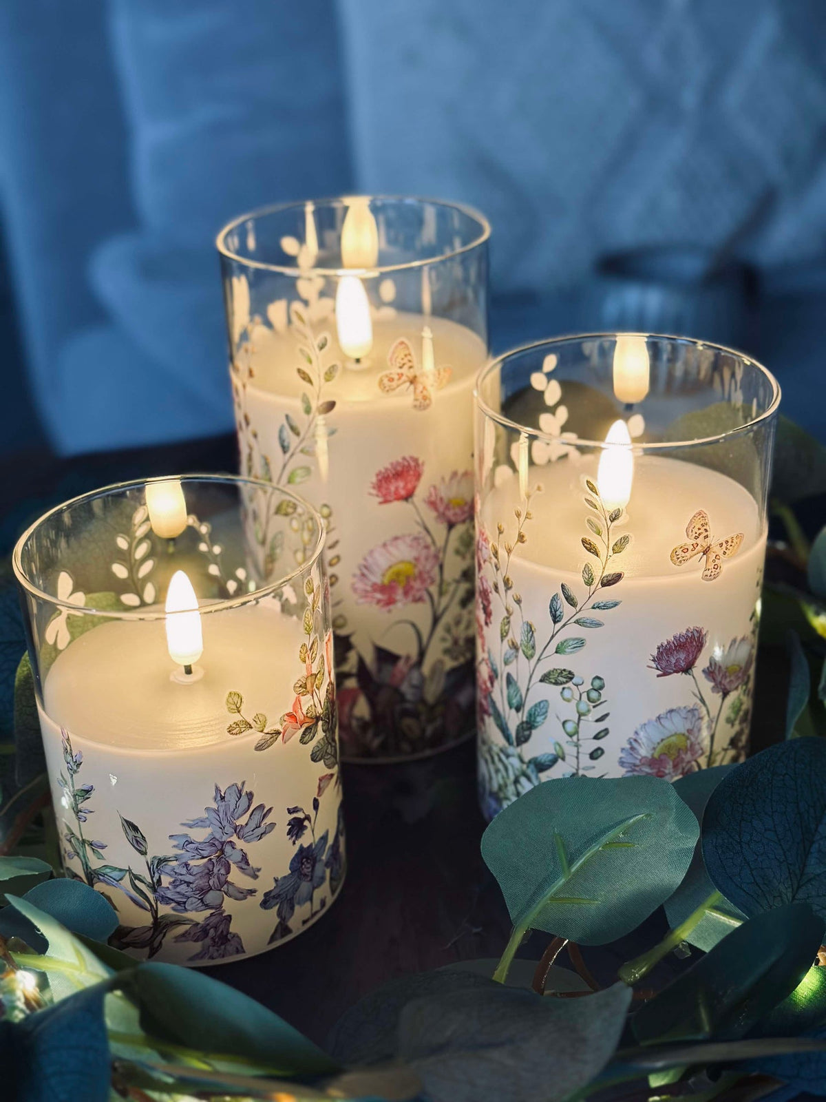 LED FLORA Cylinder – Set van 3 stuks en afstandsbediening