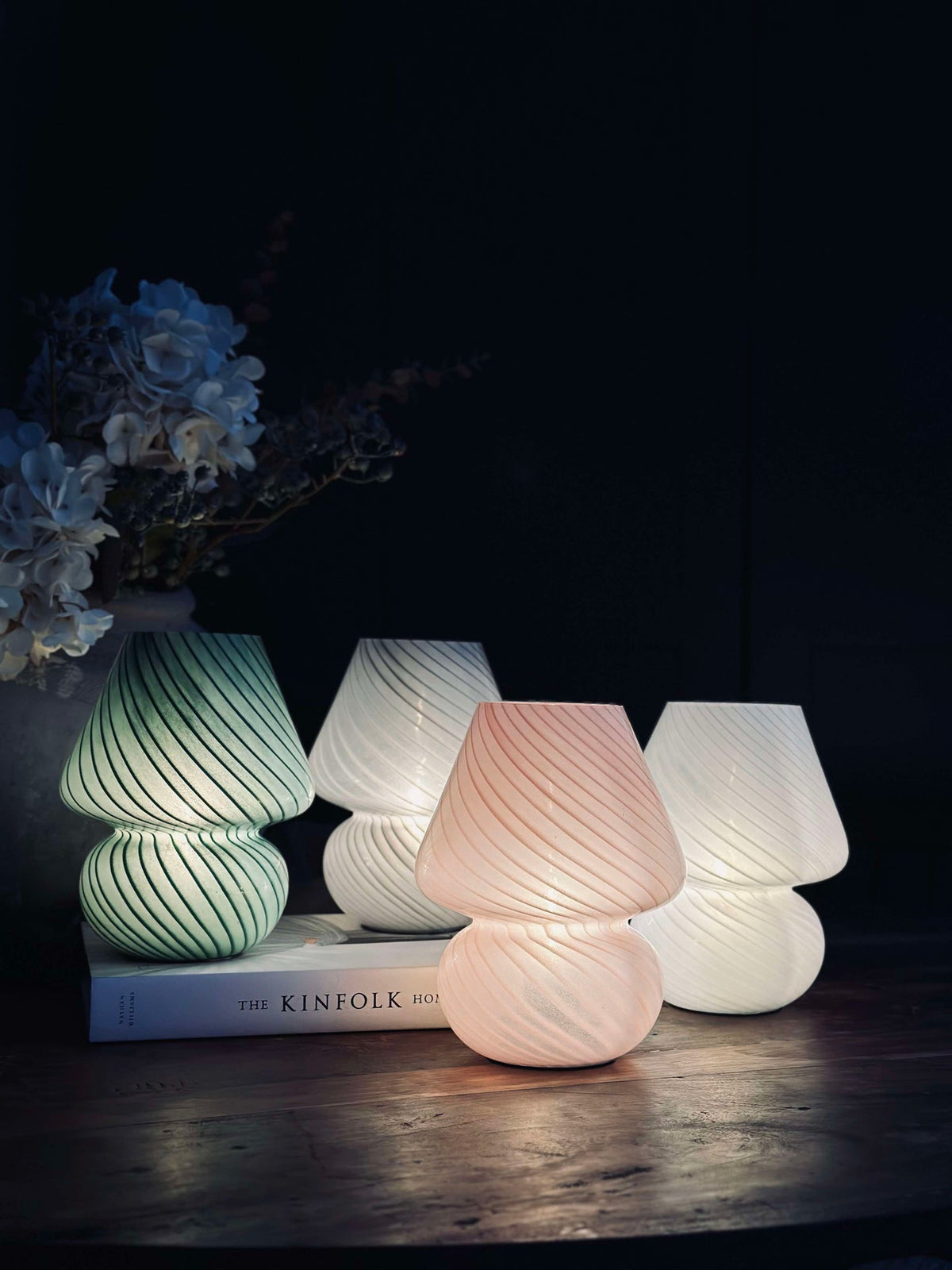 Mushroom Medium - Groen mondgeblazen glas