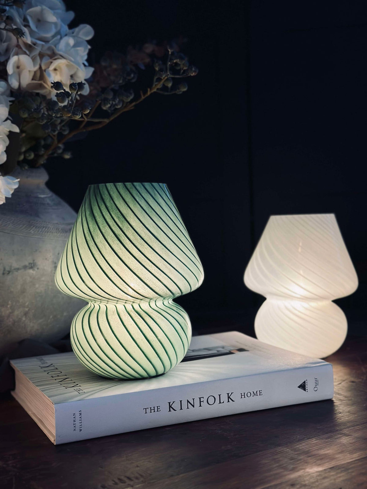 Mushroom Large - Groen mondgeblazen glas