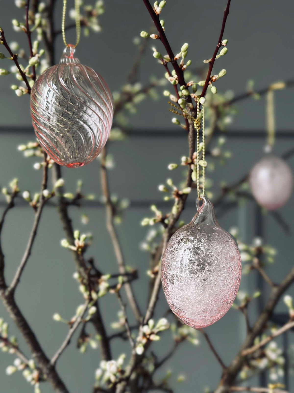Hangende eieren van glas - 3 st. - Roze