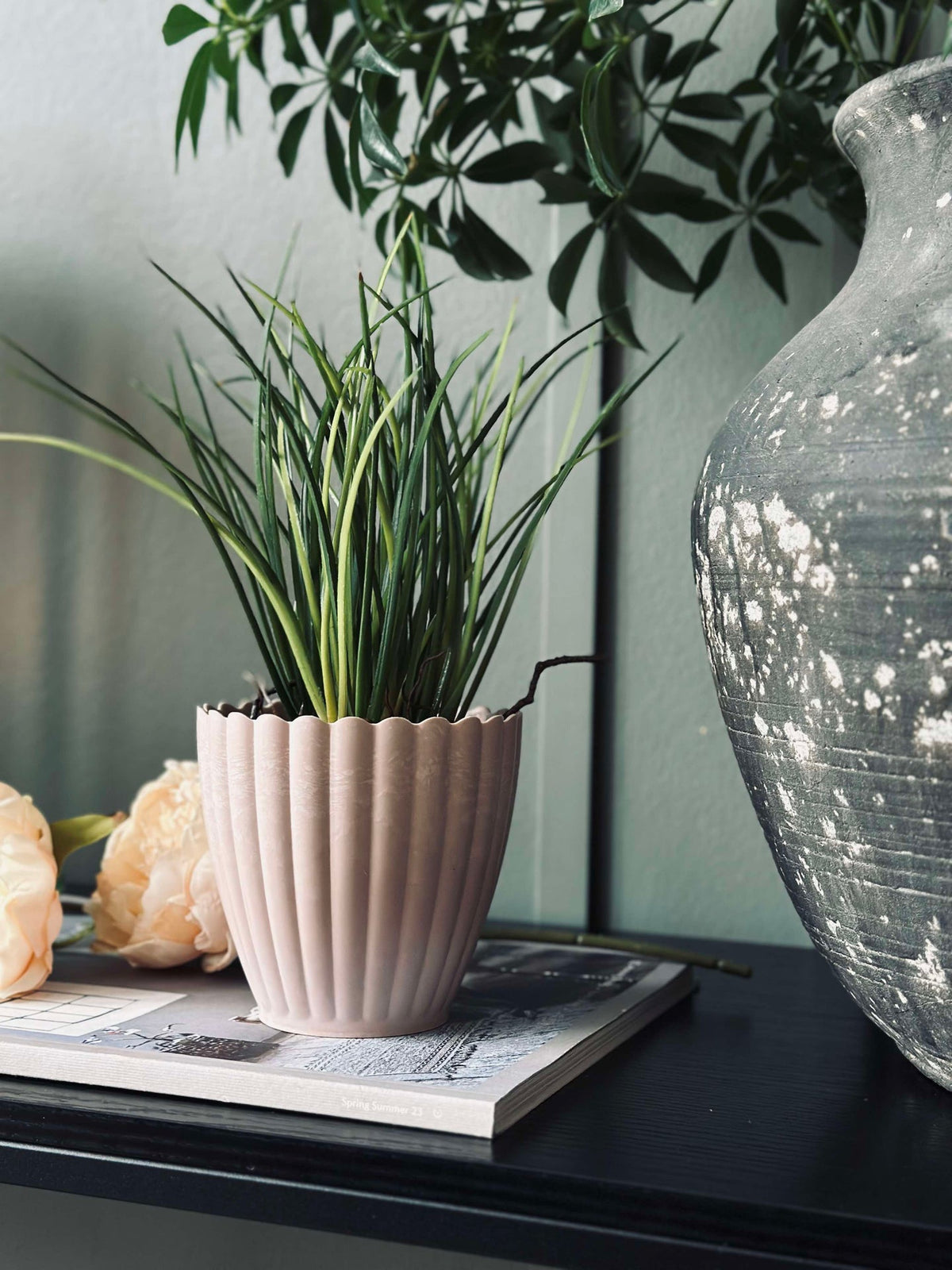 Pot in betonlook - Kleine Roze
