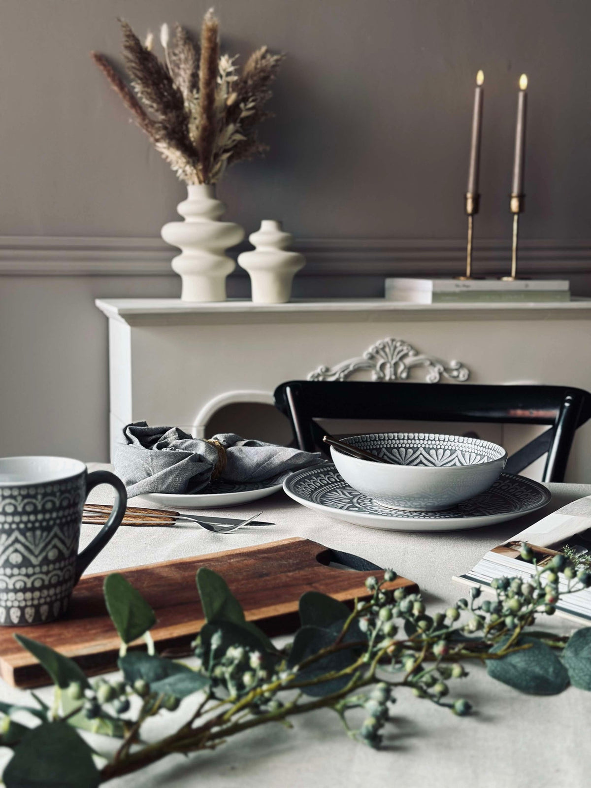 Bord India Stoneware 20cm - Grey