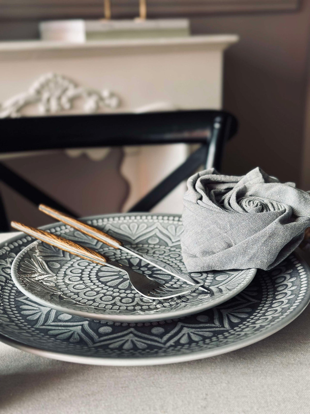 Bord India Stoneware 20cm - Grey