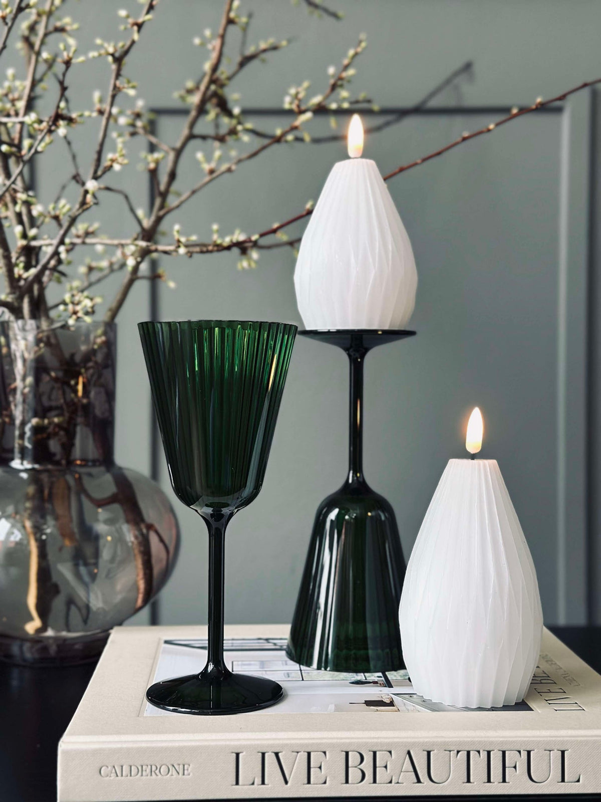 Wijnglas Claire 200ml. Groen - 2 st.