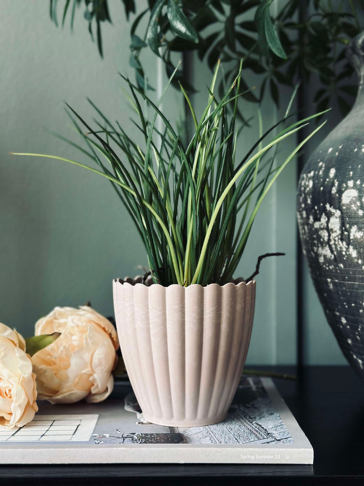 Pot in betonlook - Kleine Roze
