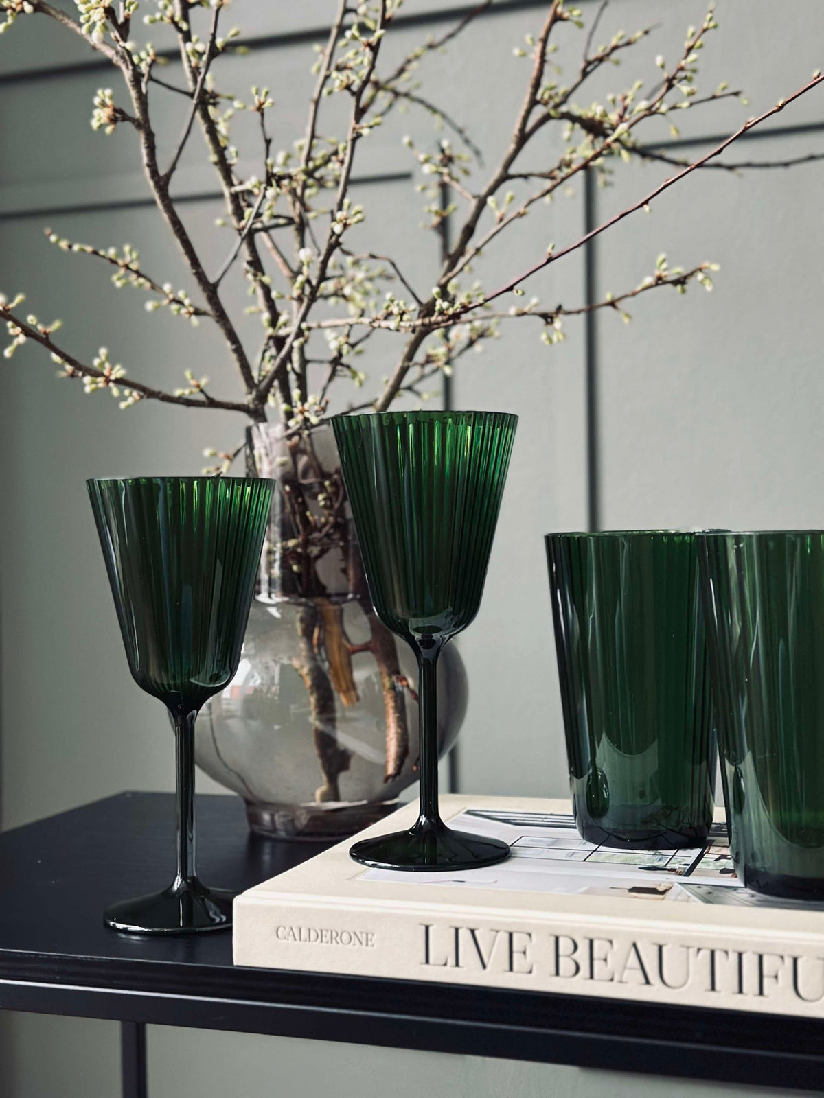 Wijnglas Claire 200ml. Groen - 2 st.