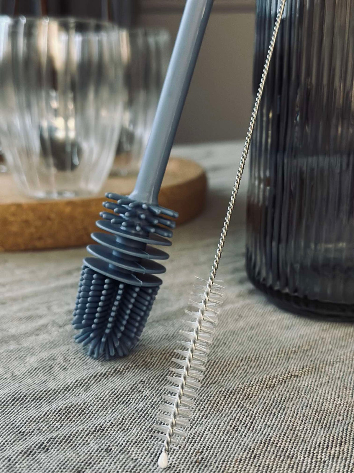 Set met afwasborstel voor flessen en rietjes