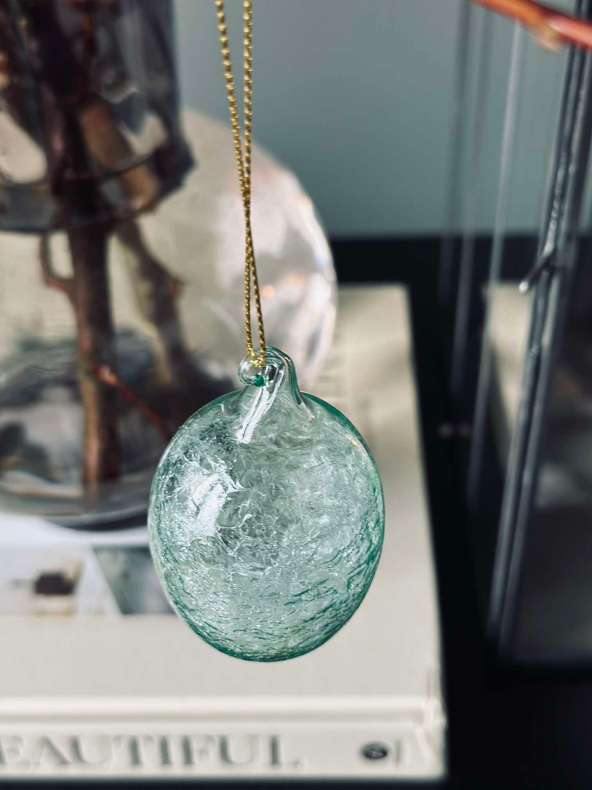 Ophangbare eieren van glas - 3 st. Groen
