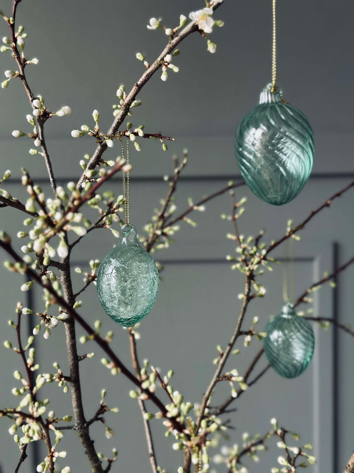 Ophangbare eieren van glas - 3 st. Groen