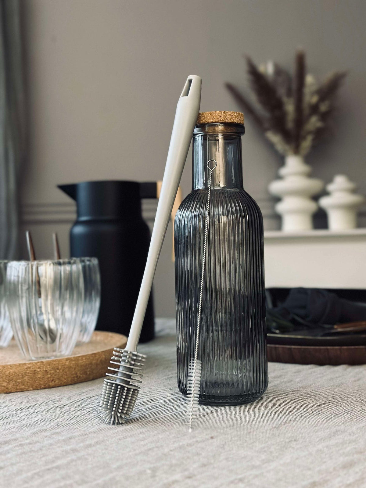 Set met afwasborstel voor flessen en rietjes