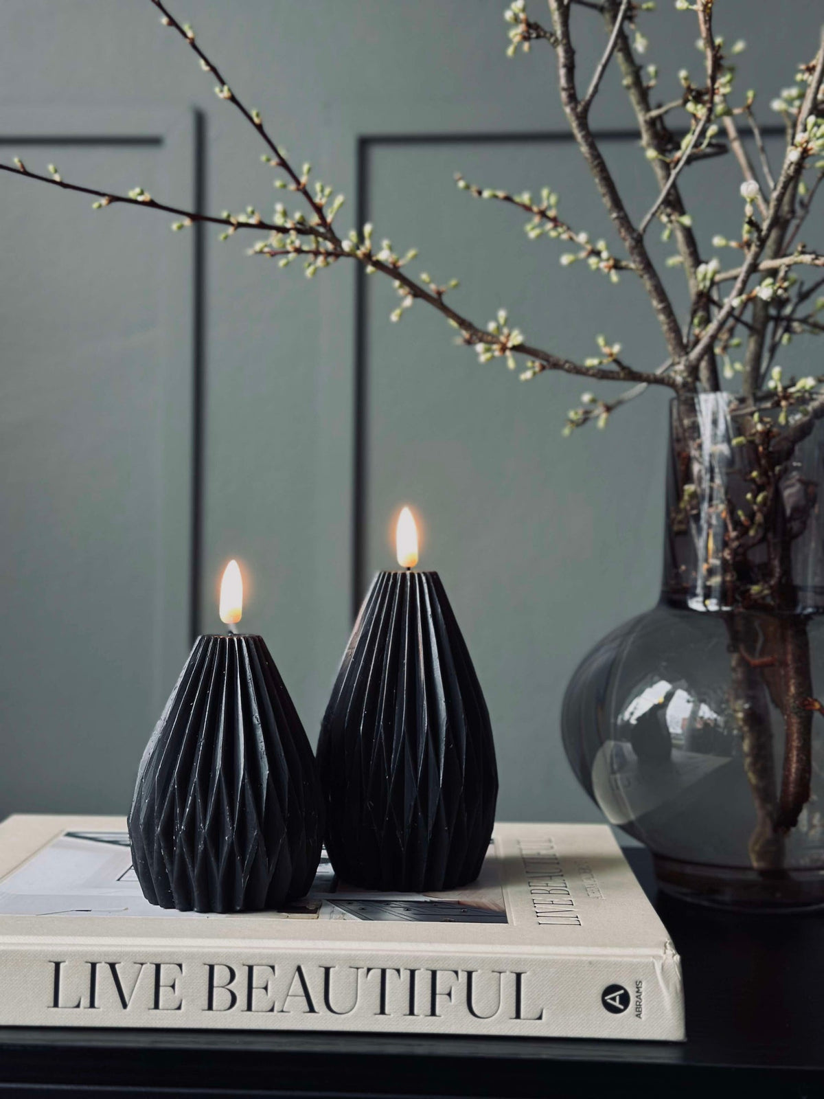 LED Stompkaarsen / Ribbels – 2 stuks Zwart