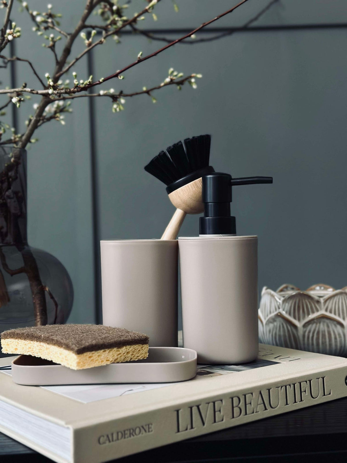 Dispenser set in Beige - Set van 3 delen
