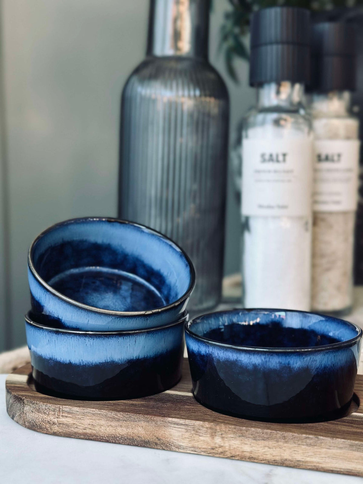 Tapas set met 3 schaaltjes en dienblad - Blue mix