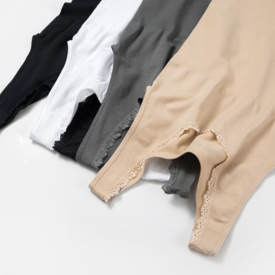 Seamless top m. kanten rand - Zwart