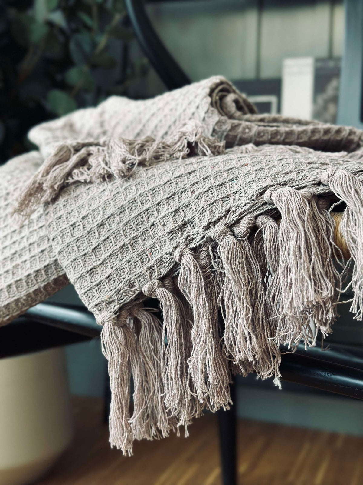 Plaid gewafeld katoen - Taupe