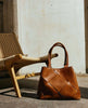 Exclusieve handgevlochten schoudertas - Cognac