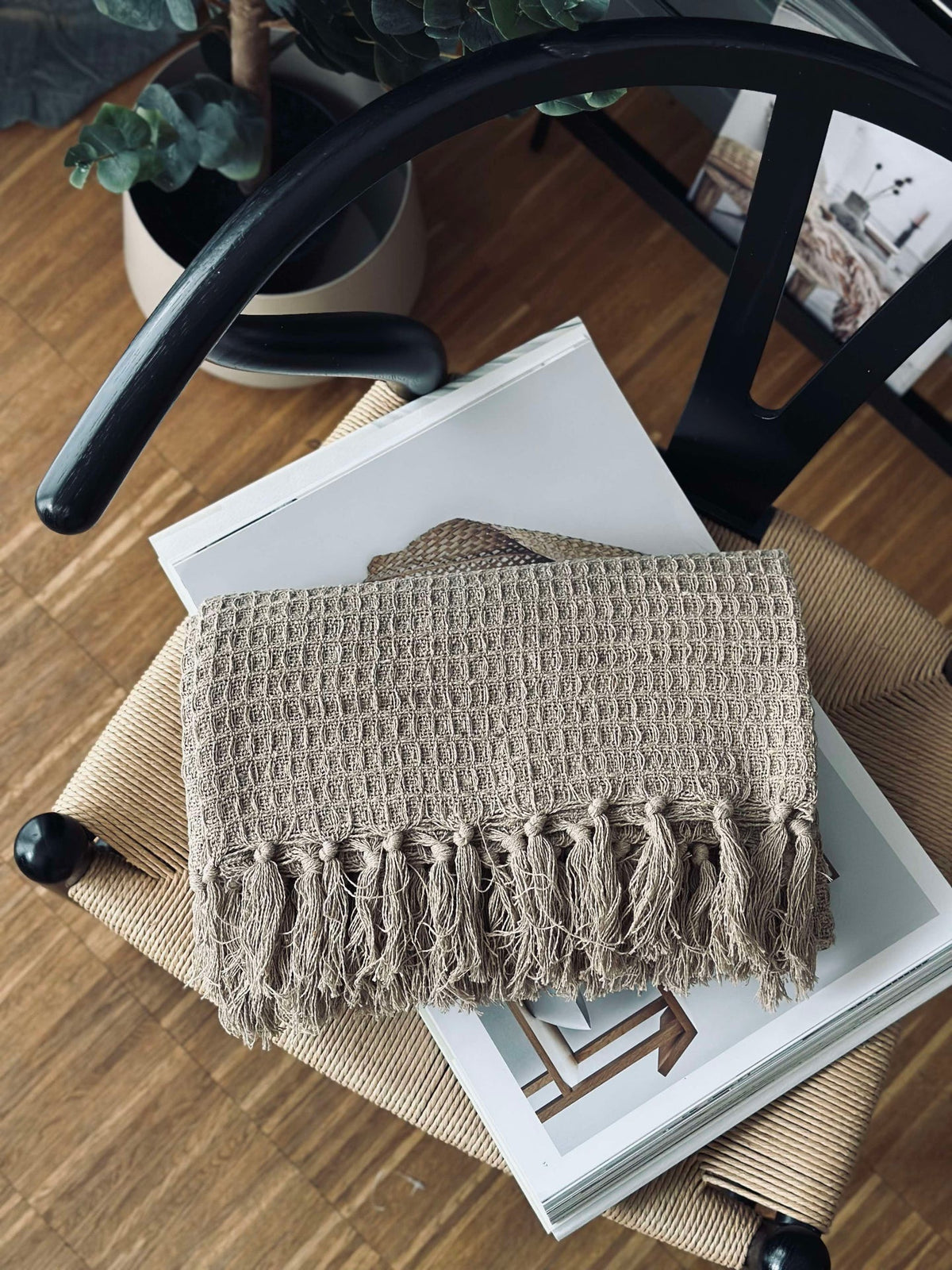 Plaid wafel katoen - Beige