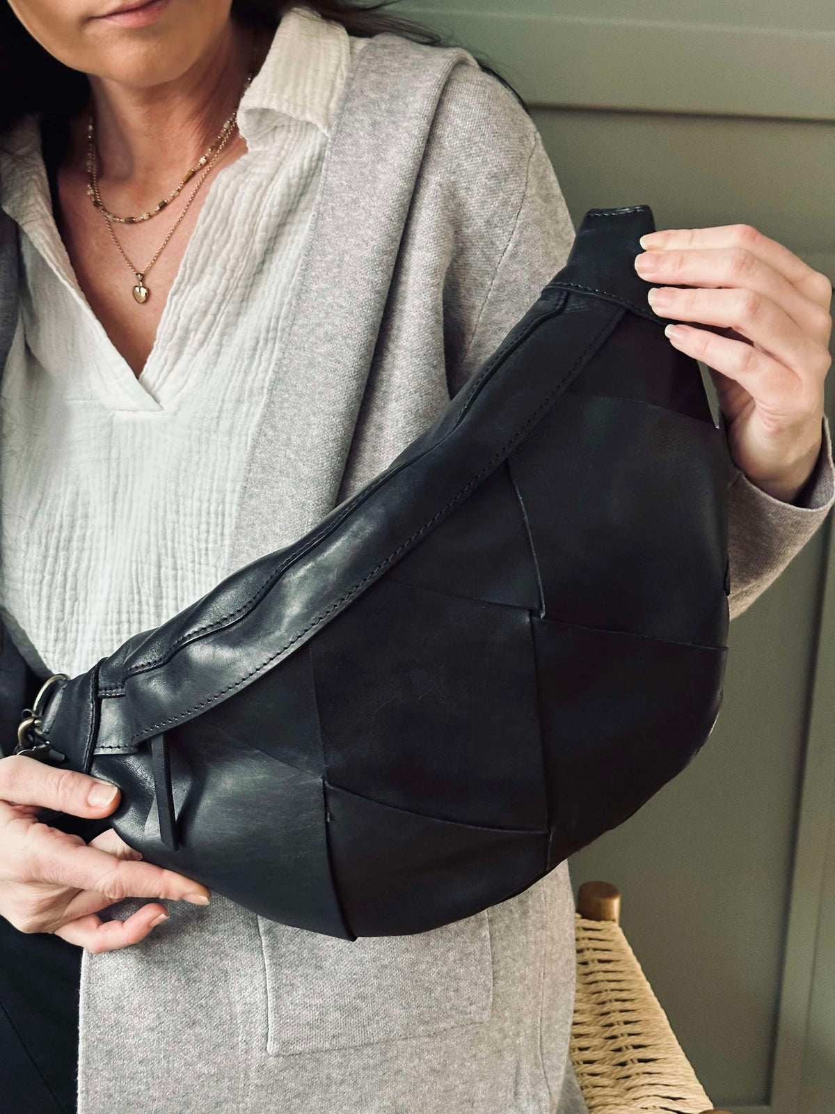 Exclusieve handgevlochten bumbag - Black
