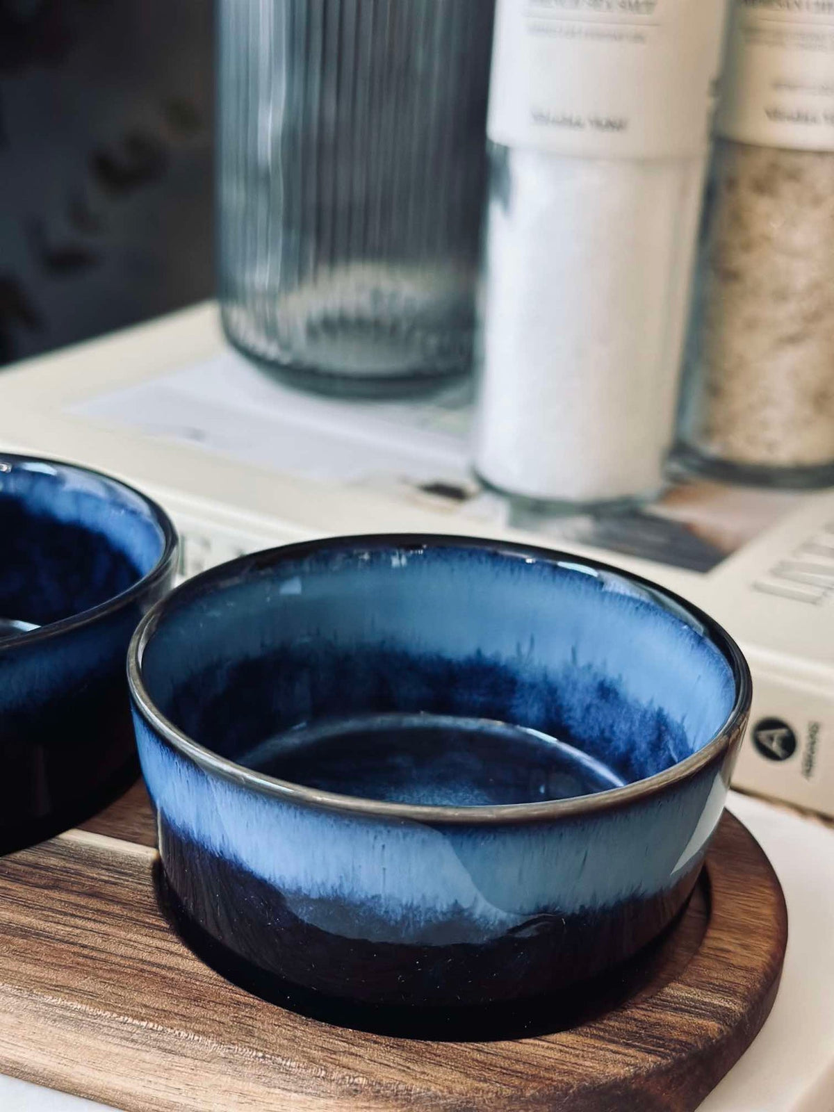 Tapas set met 3 schaaltjes en dienblad - Blue mix