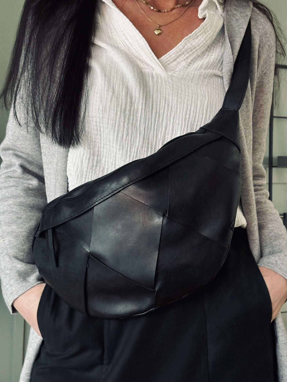 Exclusieve handgevlochten bumbag - Black