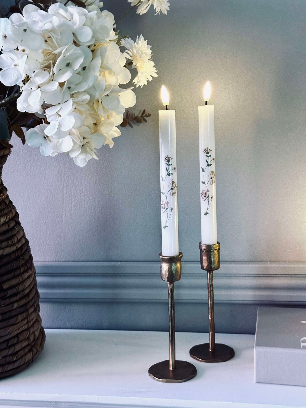 LED Rose flower Staafkaarsen – Set van 2 stuks