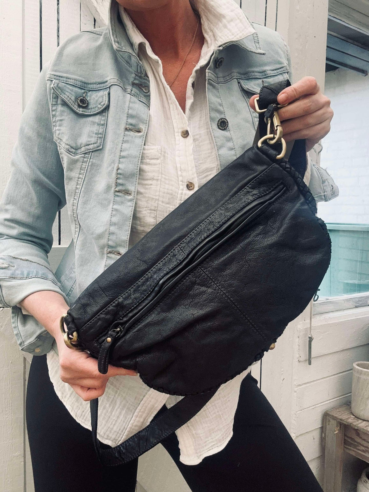Bumbag JOMA vlecht en studs - Black
