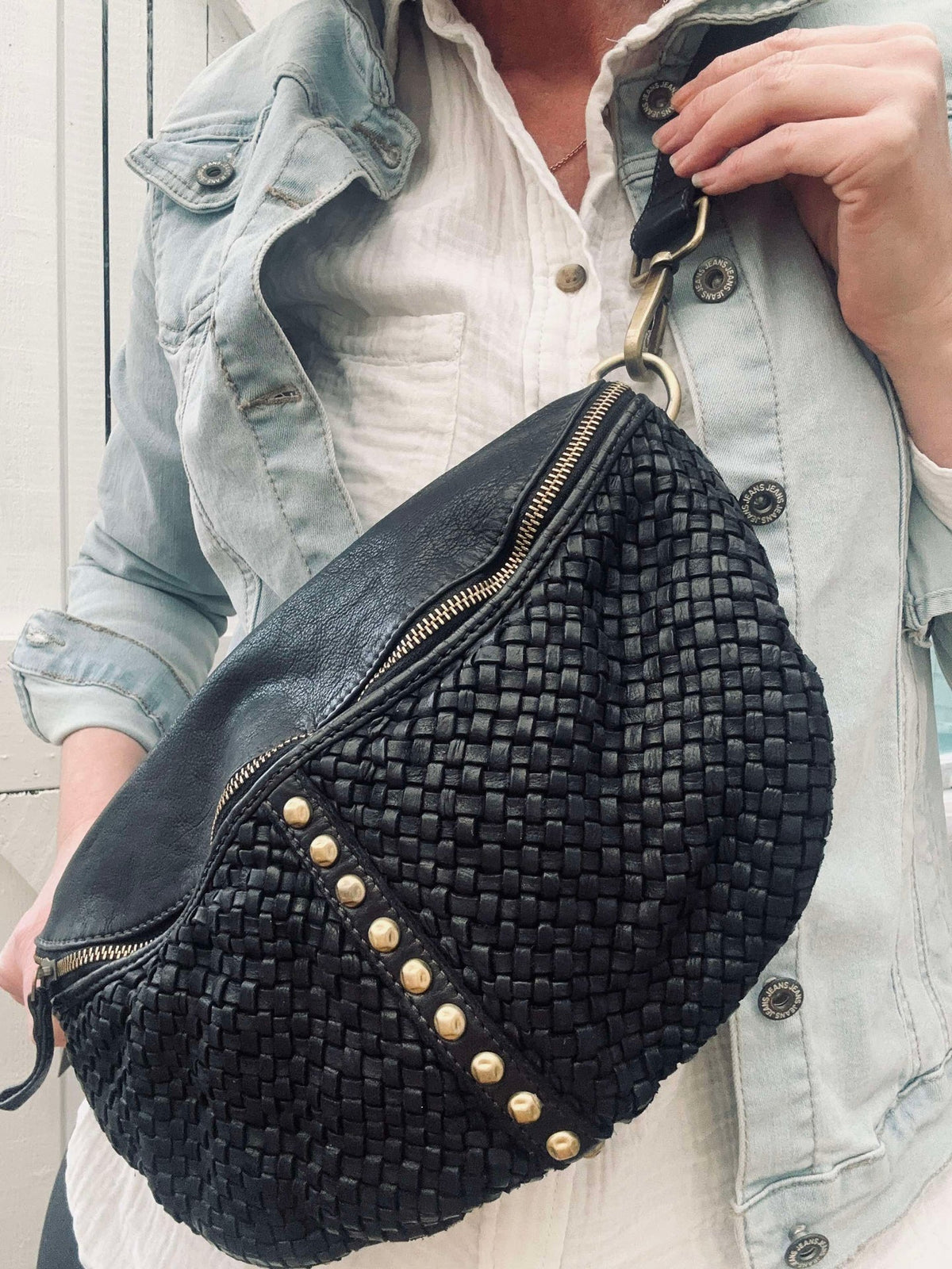 Bumbag JOMA vlecht en studs - Black