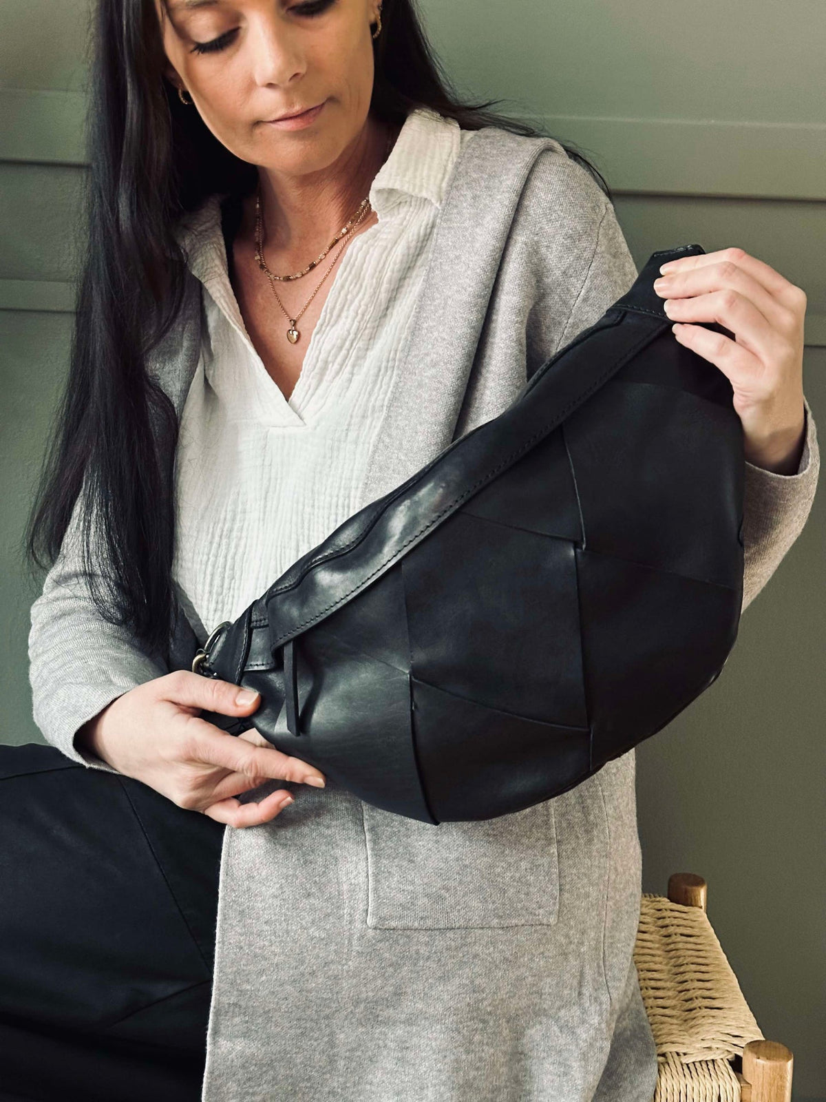 Exclusieve handgevlochten bumbag - Black