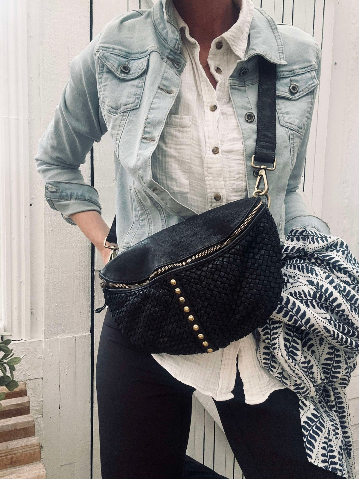 Bumbag JOMA vlecht en studs - Black