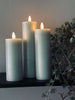 LED-blokkaarsen / Mint – 3 st. dia 5 cm
