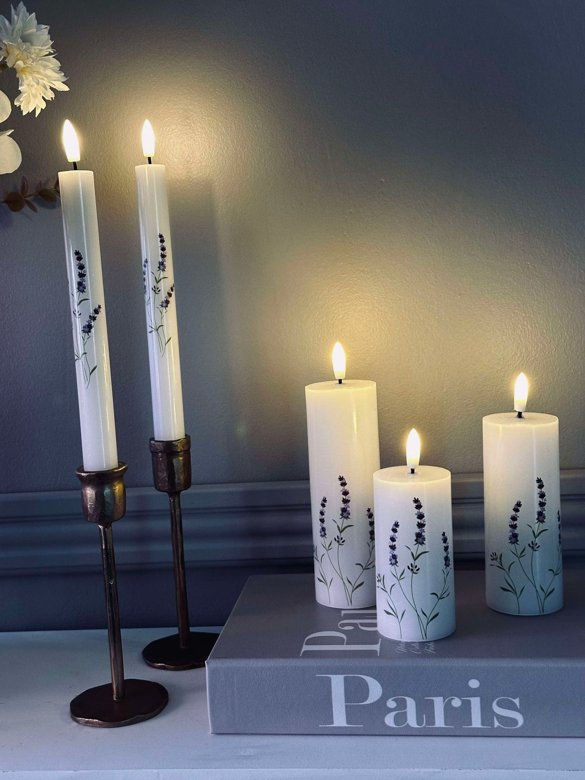 LED FLORA Lavendel – Set van 3 stuks met afstandsbediening