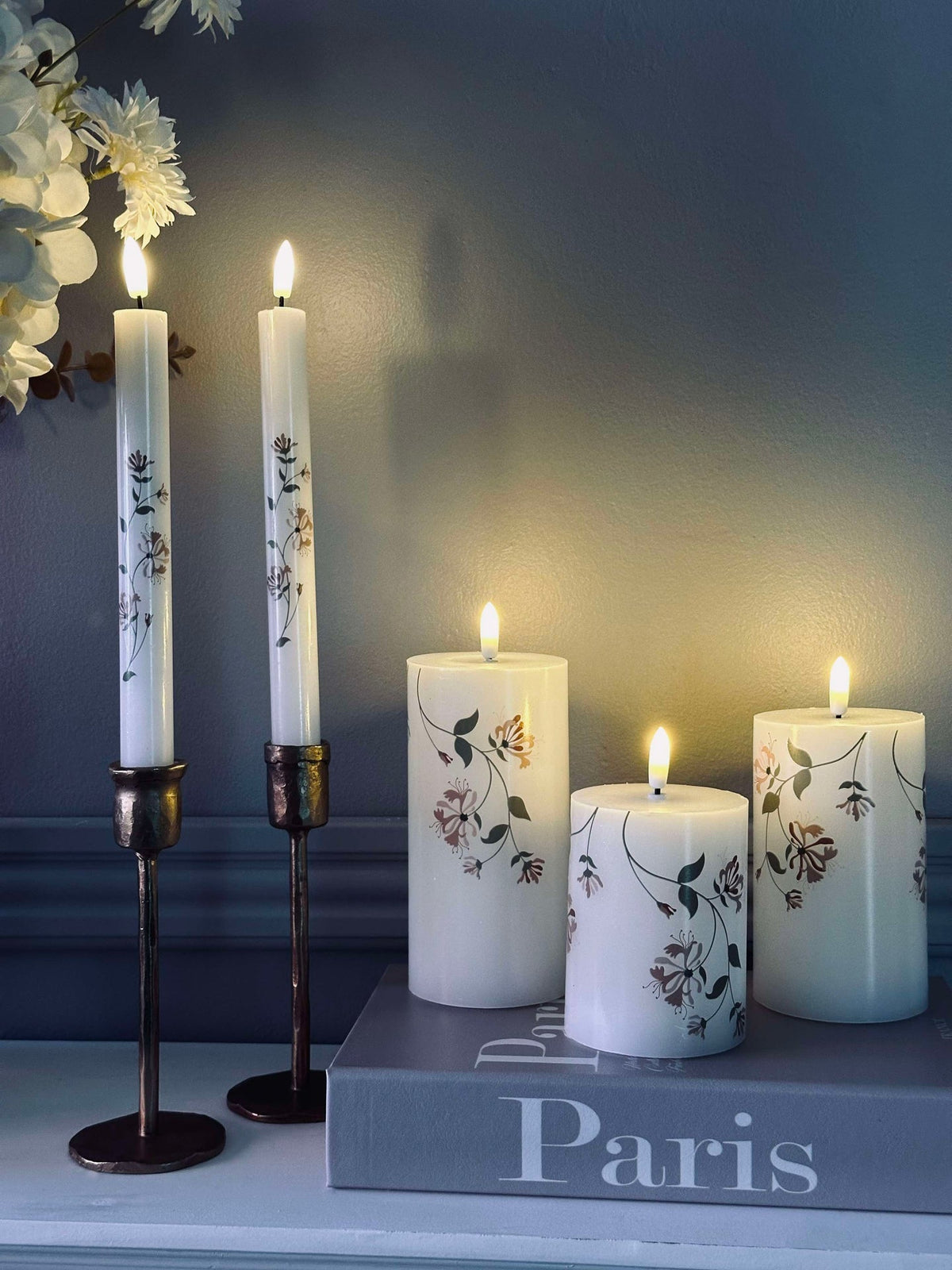 LED Rose flower Staafkaarsen – Set van 2 stuks