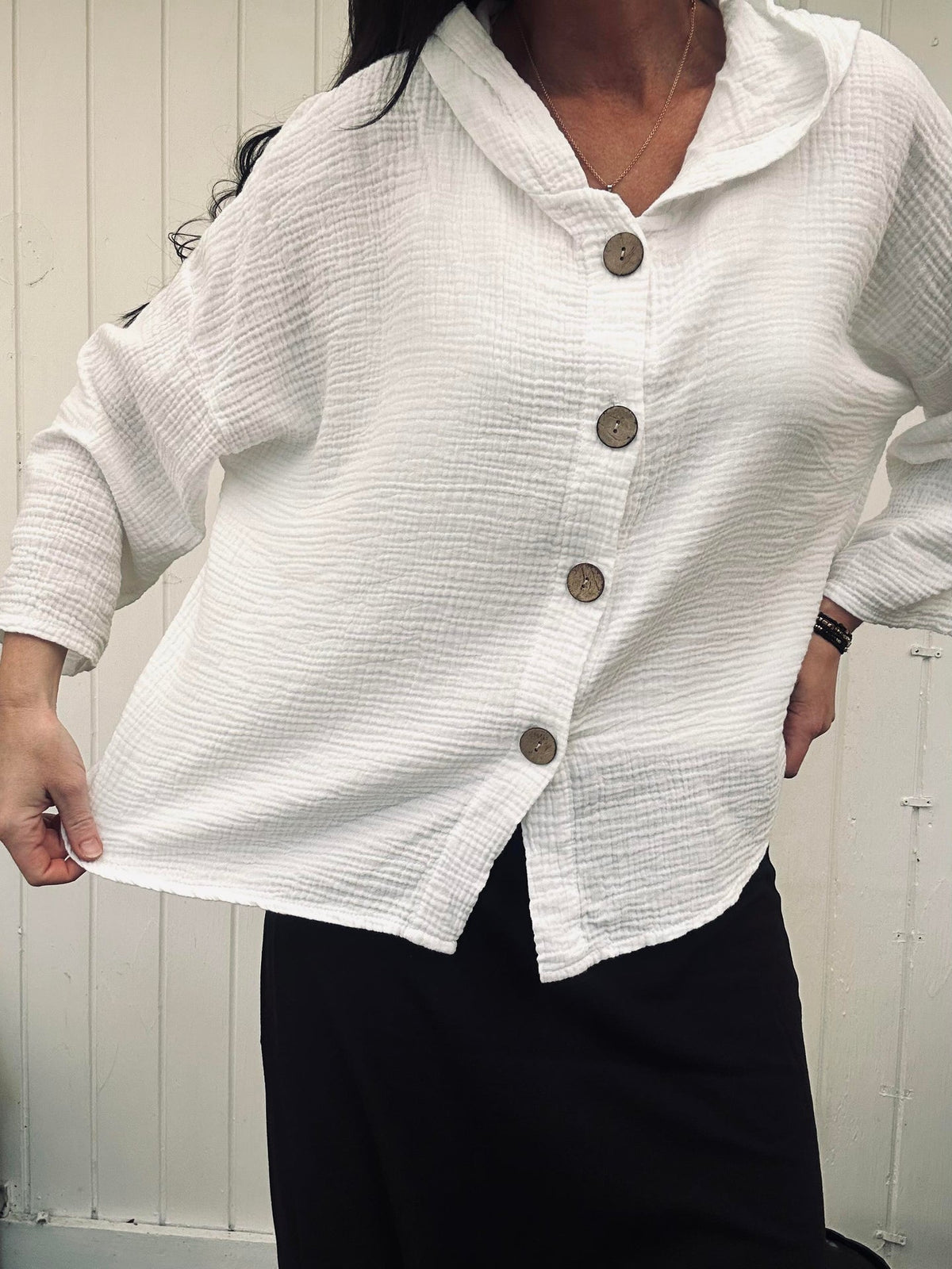 Cardigan van licht wafelgeweven katoen - White