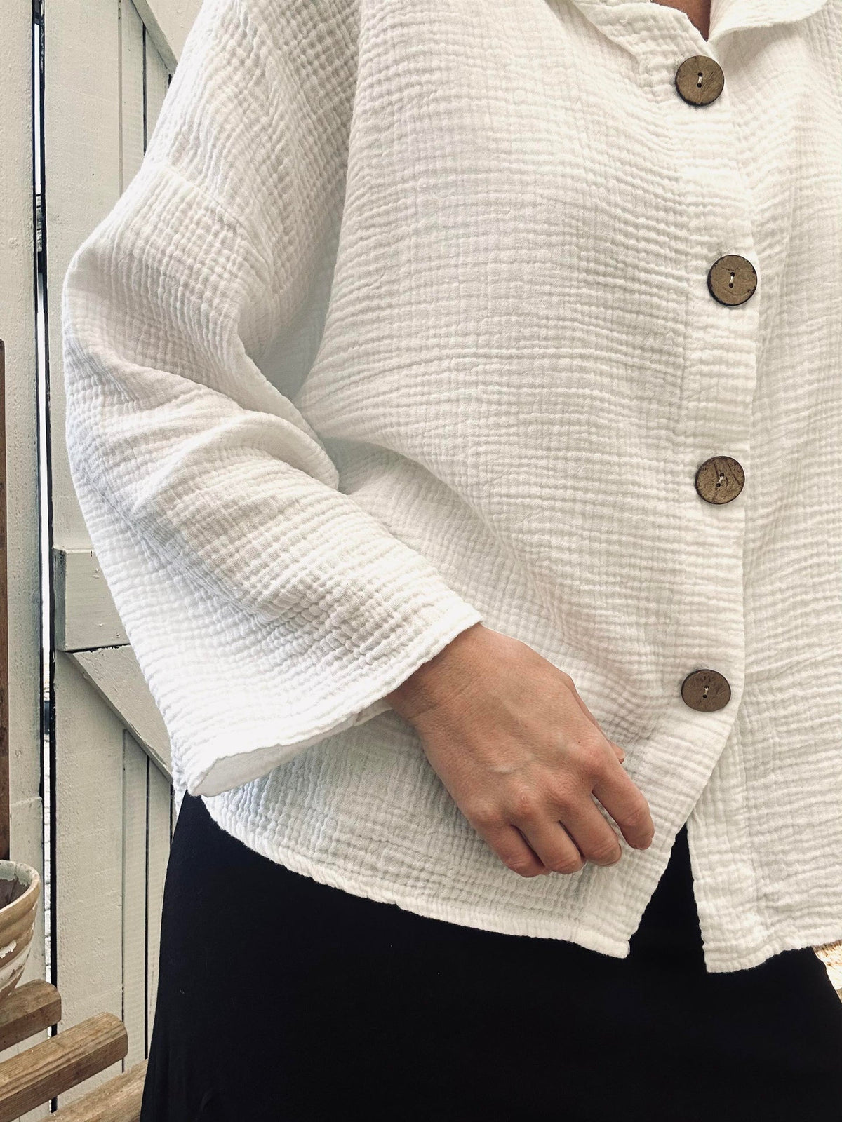 Cardigan van licht wafelgeweven katoen - White