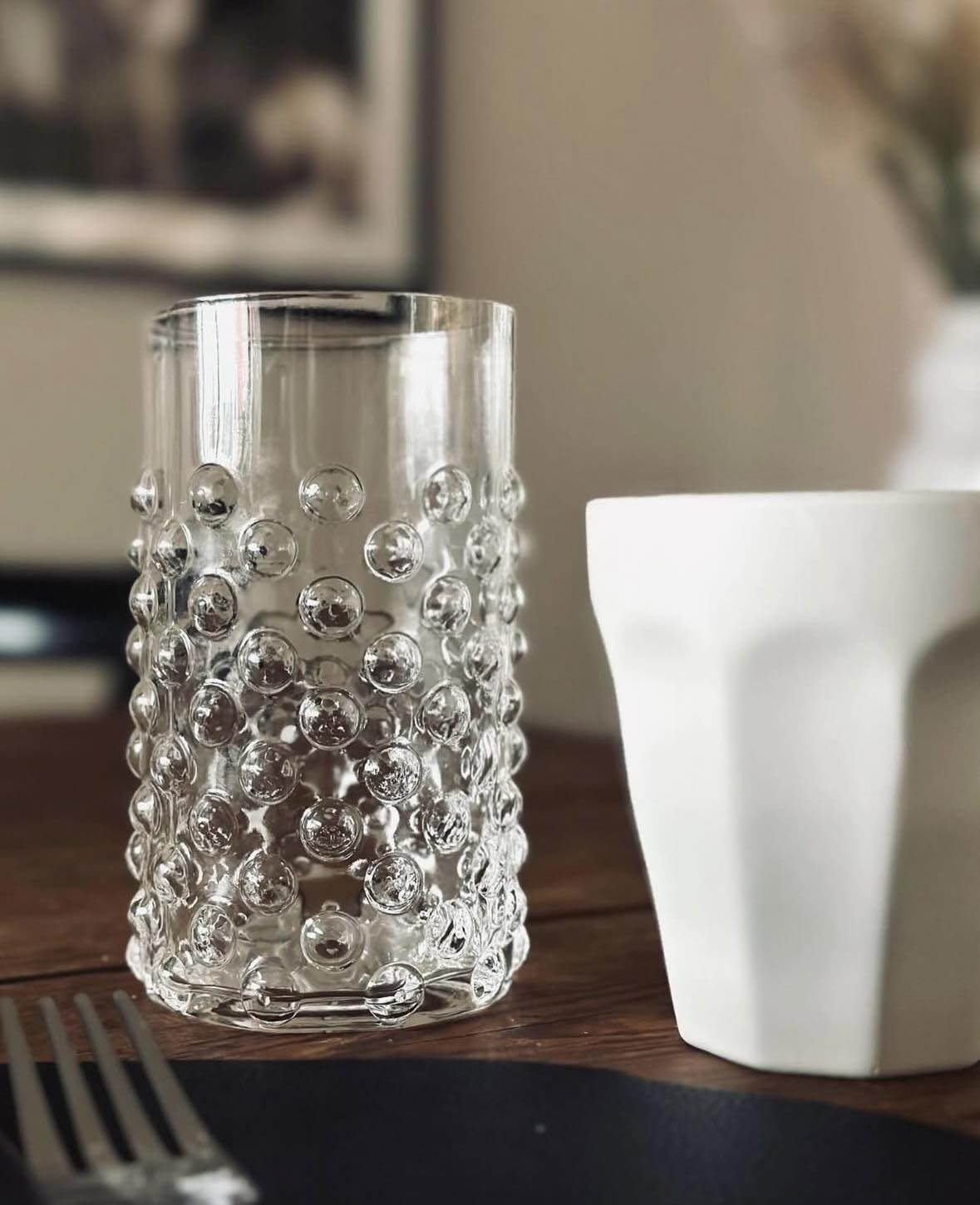 Waterglazen helder glas met dots - set van 4