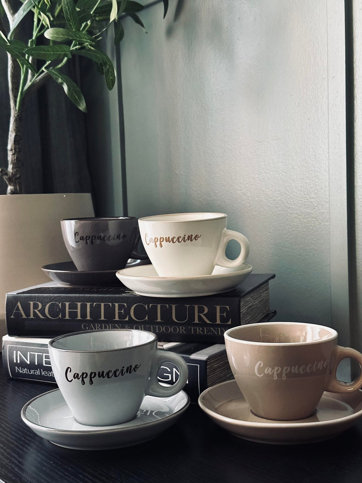 Kop met schotel Cappuccino - Set van 4 st.