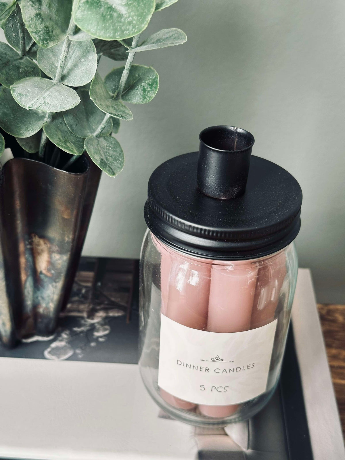 kaarsen met kaarsenhouder - Roze
