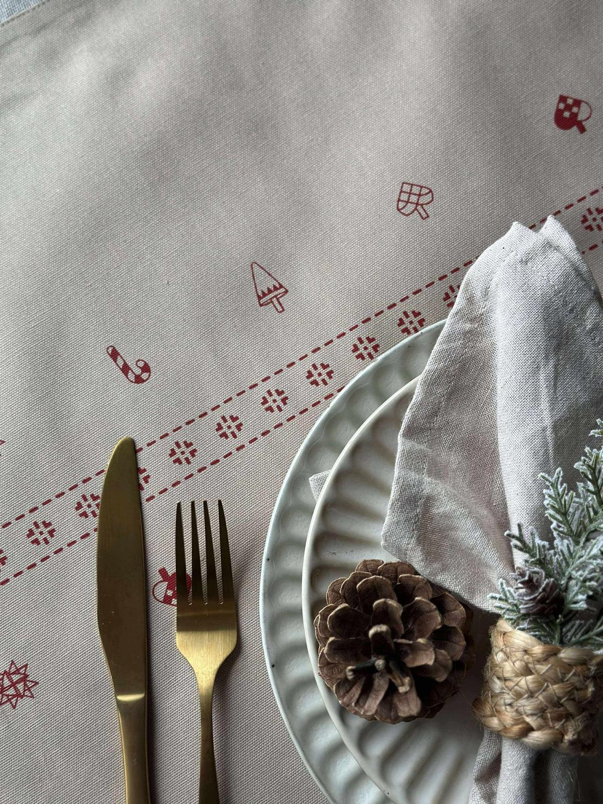 Tafelloper kerst - 40x140 cm - Beige
