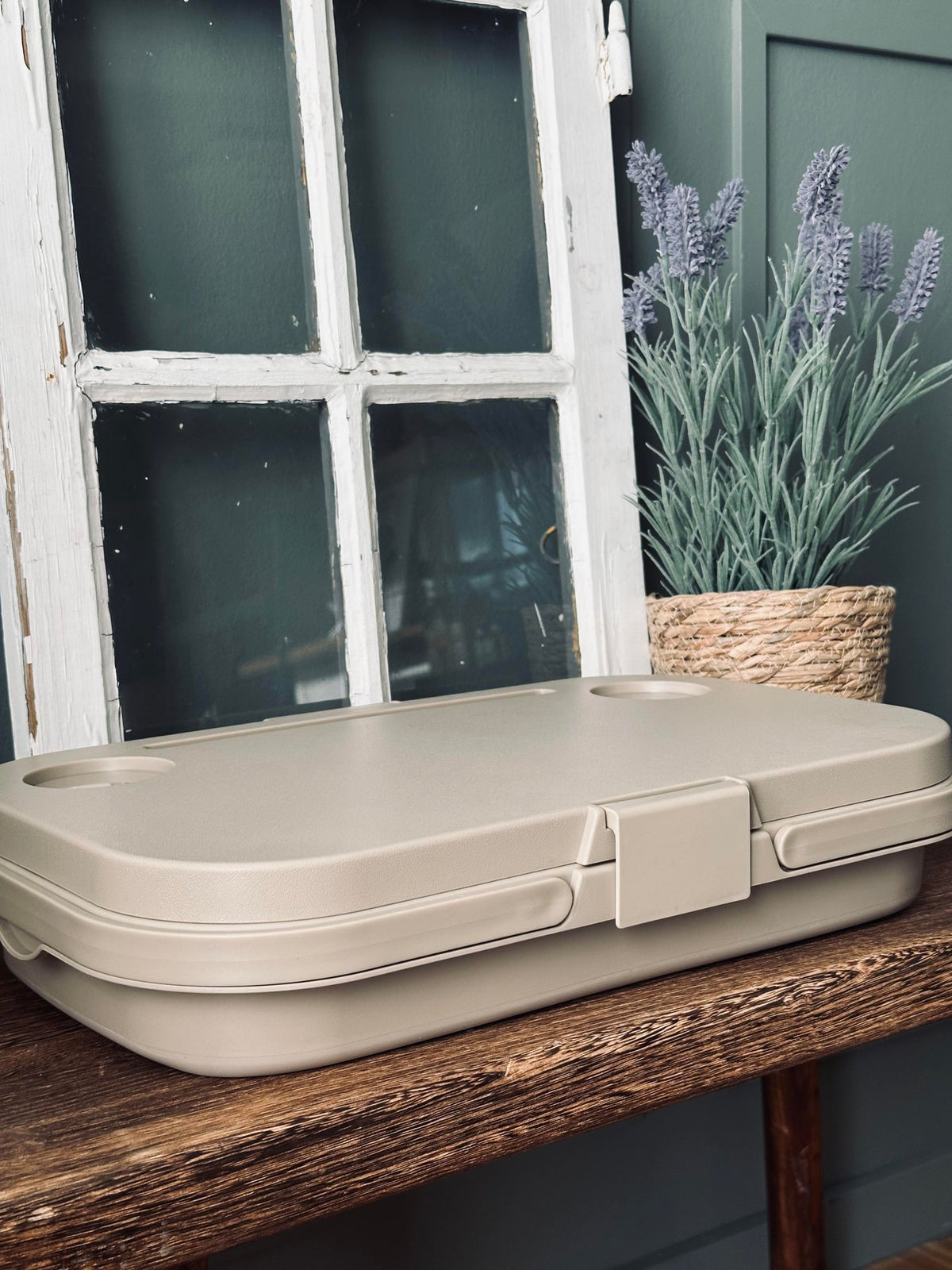 Opvouwbare picknickmand m. deksel beige