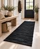 Vloerkleed van leer – Zwart 70X200cm