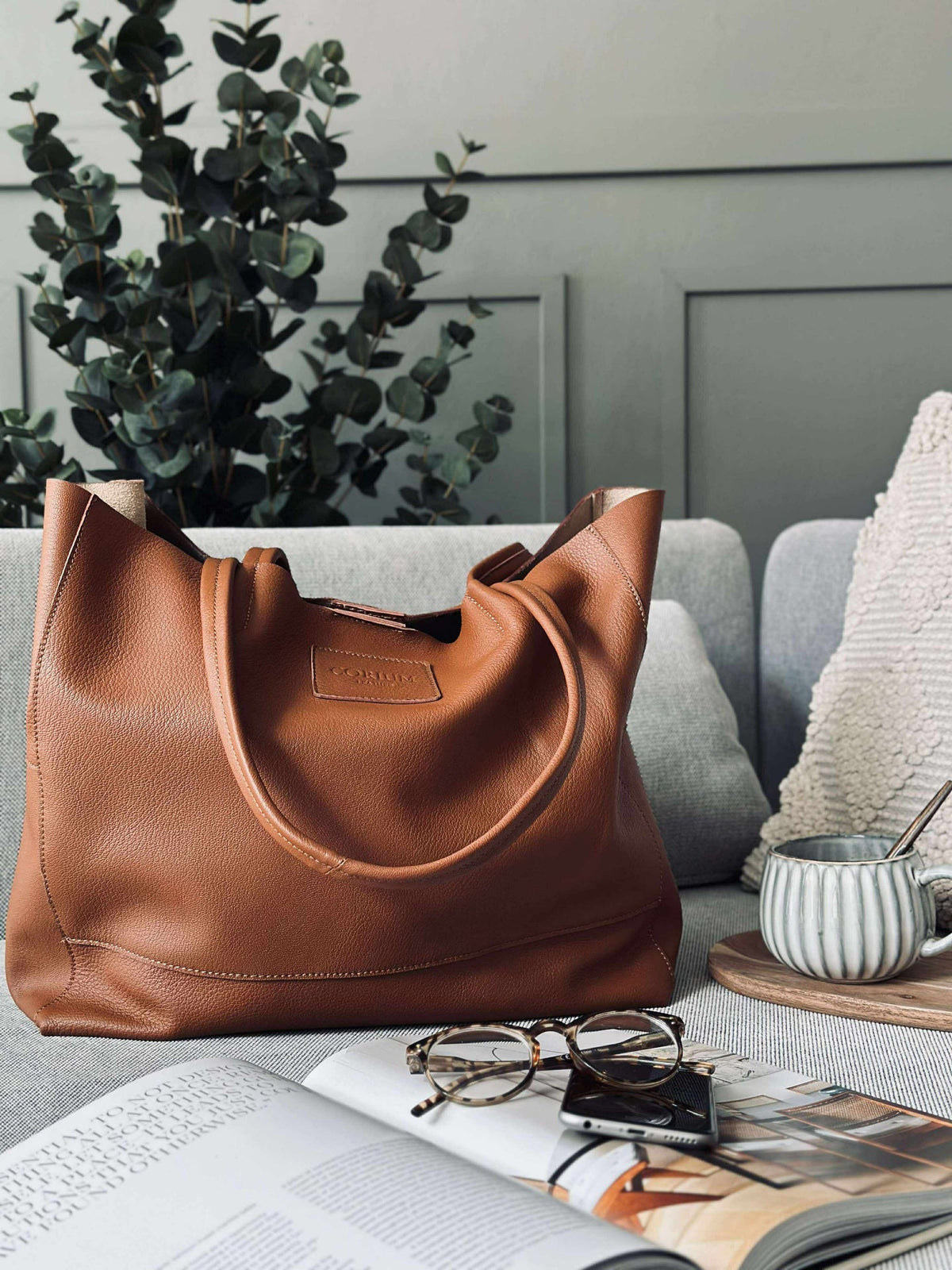 Shopper Daily van zacht leer - Cognac