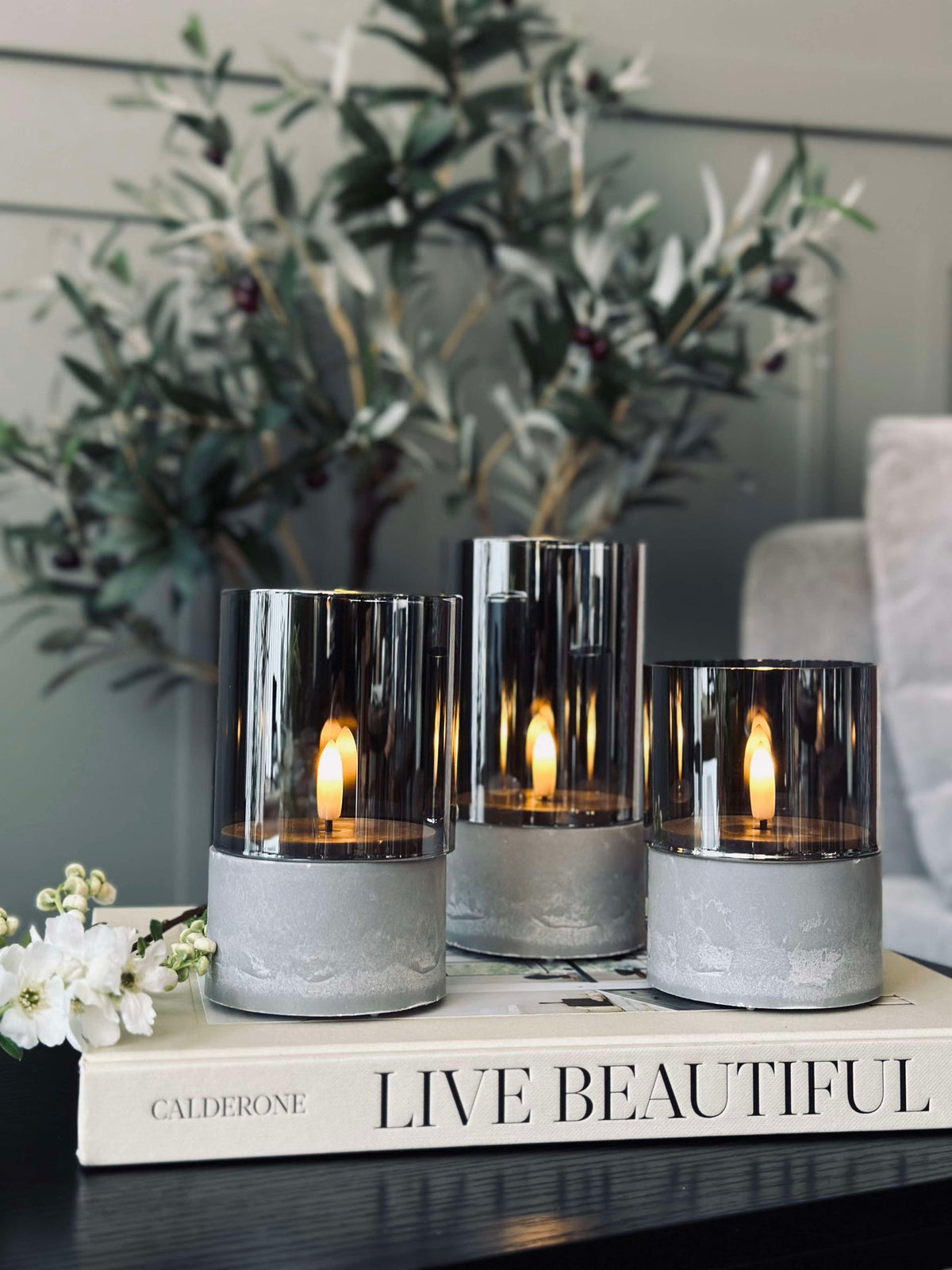LED GREY Cylinder Set van 3 - Goedgekeurd voor binnen en buiten